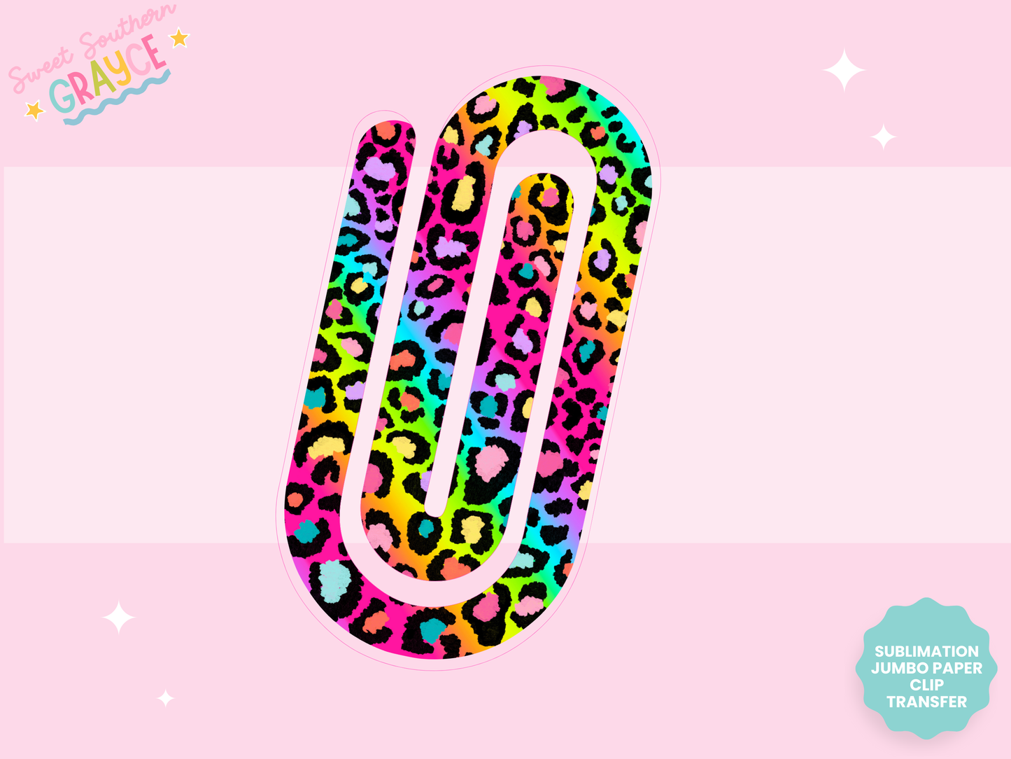 JUMBO PAPER CLIP SUB TRANSFER - NEON CHEETAH