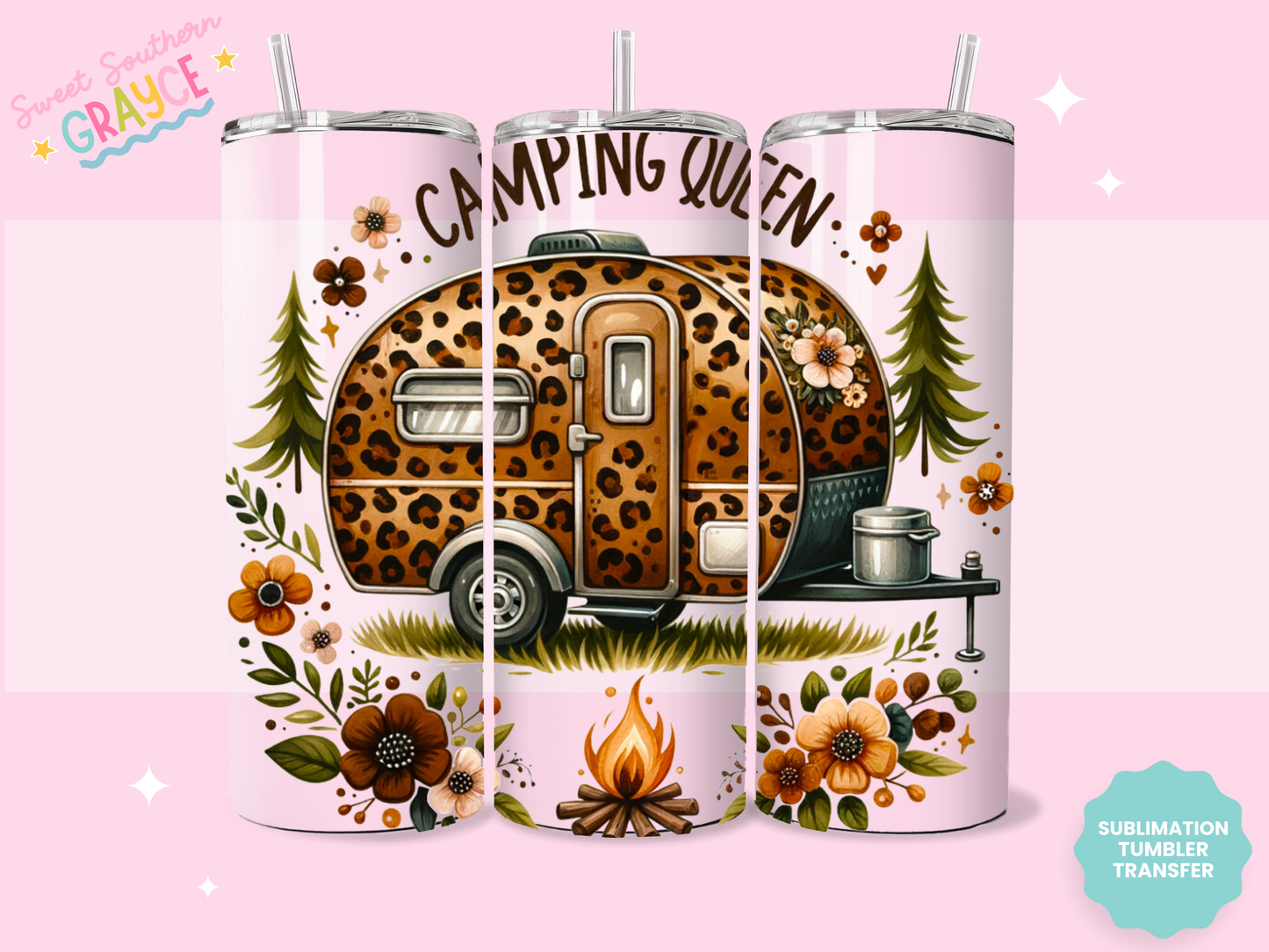 20oz SUBLIMATION TRANSFER - CHEETAH CAMPING QUEEN