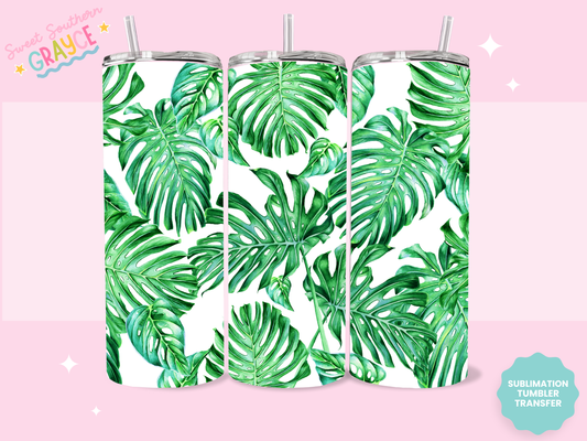 20oz SUBLIMATION TRANSFER - MONSTERA LEAFS