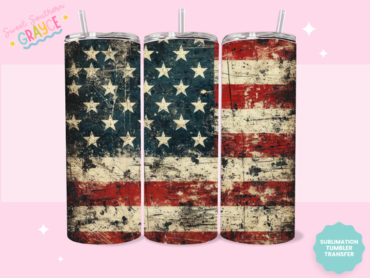 20oz SUBLIMATION TRANSFER - RUSTIC AMERICAN FLAG