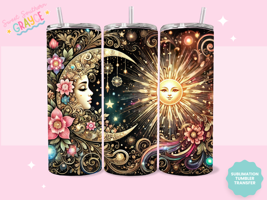 20oz SUBLIMATION TRANSFER - COLORFUL SUN AND MOON