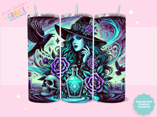 20oz SUBLIMATION TRANSFER - PURPLE BLUE WITCH