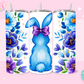 20oz SUBLIMATION TRANSFER - BLUE FLORAL BUNNY