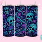 20oz SUBLIMATION TRANSFER - PURPLE AND TEAL SKULLS