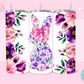 20oz SUBLIMATION TRANSFER - PINK FLORAL BUNNY