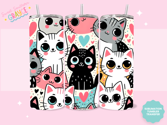 20oz SUBLIMATION TRANSFER- LOTS OF CUTE CATS