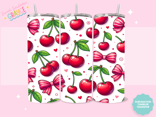 20oz SUBLIMATION TRANSFER- CHERRIES AND BOWS