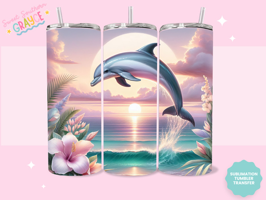 20oz SUBLIMATION TRANSFER- SUNSET DOLPHIN