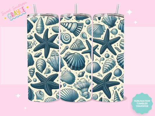 20oz SUBLIMATION TRANSFER- BLUE SEA SHELLS