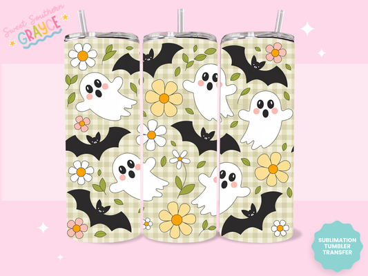 20oz SUBLIMATION TRANSFER- RETRO GHOSTS AND BATS