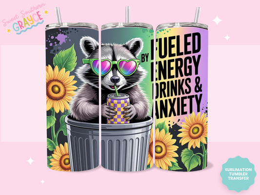 20oz SUBLIMATION TRANSFER- RACOON TRASH CAN DRINKING