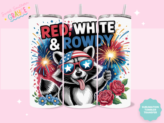 20oz SUBLIMATION TRANSFER- RED WHITE & ROWDY