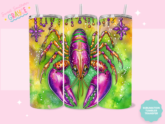20oz SUBLIMATION TRANSFER- MARDI GRAS CRAWFISH