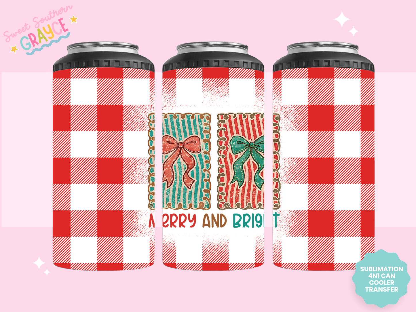 4n1 CAN COOLER TRANSFER- MERRY AND BRIGHT