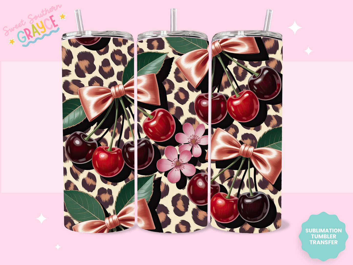 20oz SUBLIMATION TRANSFER- BOUTIIQUE CHERRIES