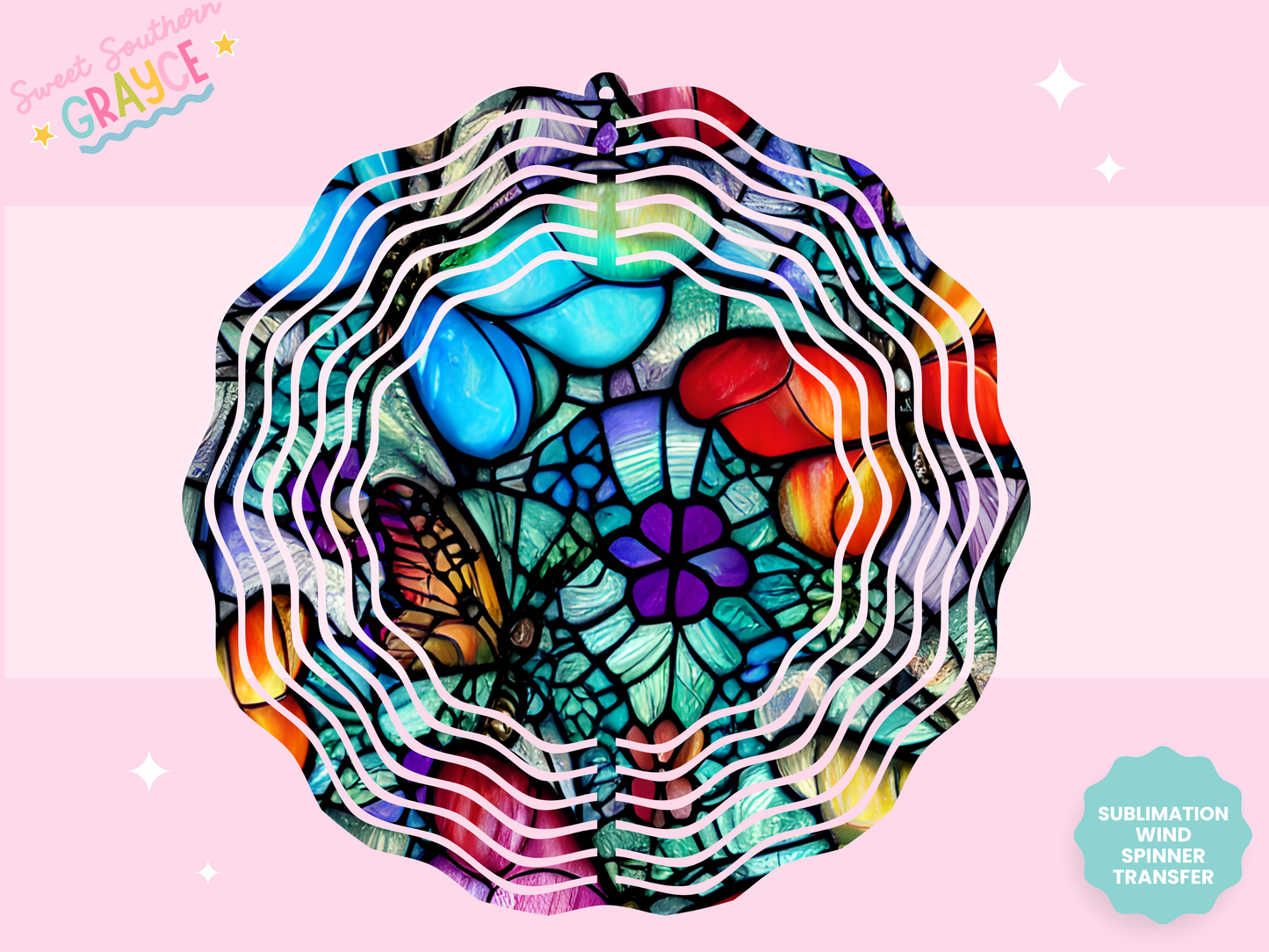 WIND SPINNER SUB TRANSFER - STAIND GLASS BUTTERFLIES