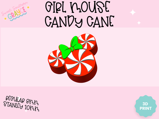 3D STRAW TOPPER- GIRL MOUSE CANDY CANE