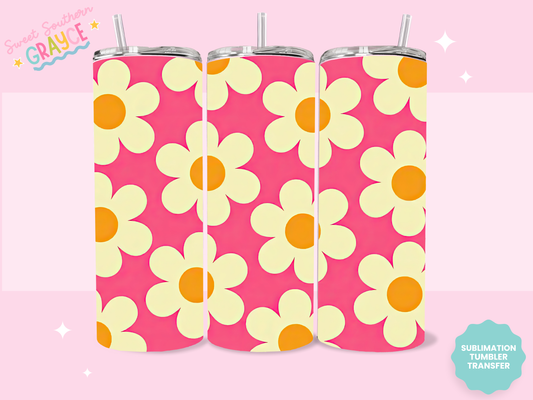 20oz SUBLIMATION TRANSFER - HOT PINK DAISIES
