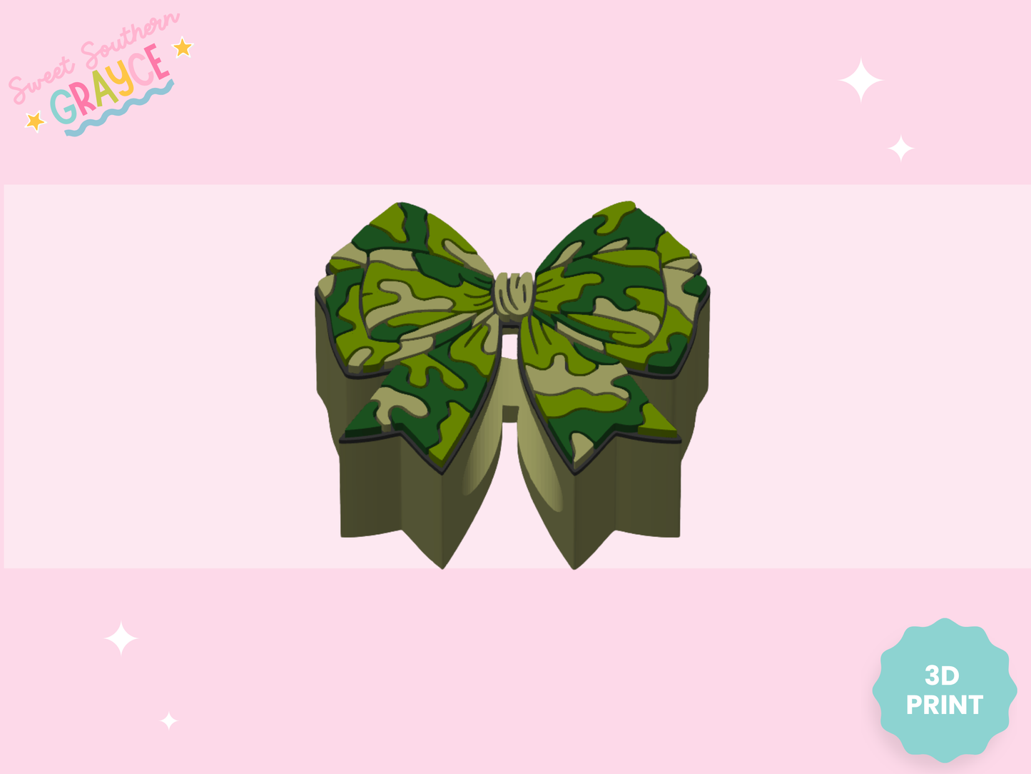 3D STRAW TOPPER- CAMO BOW