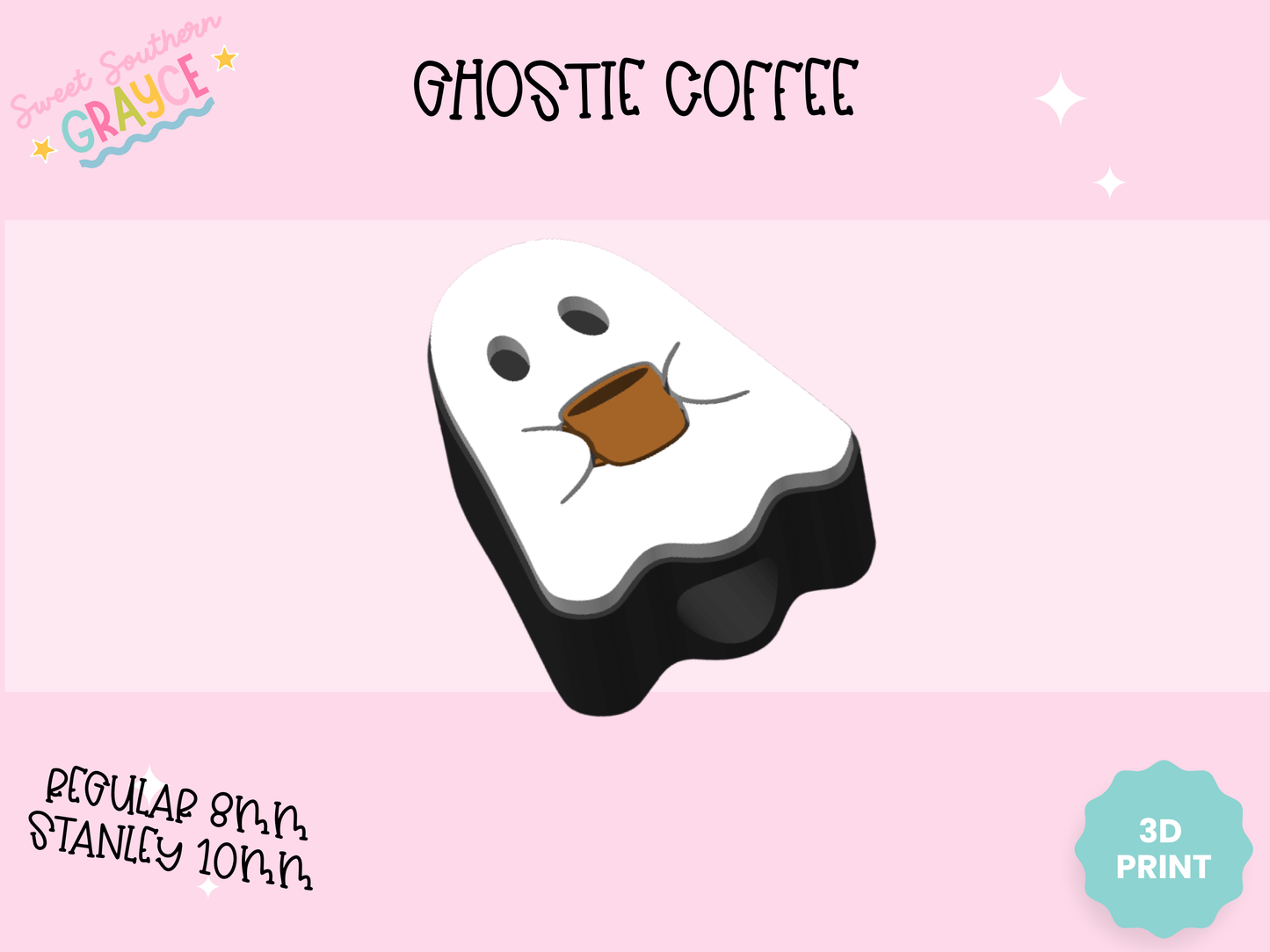3D STRAW TOPPER- GHOSTIE COFFEE