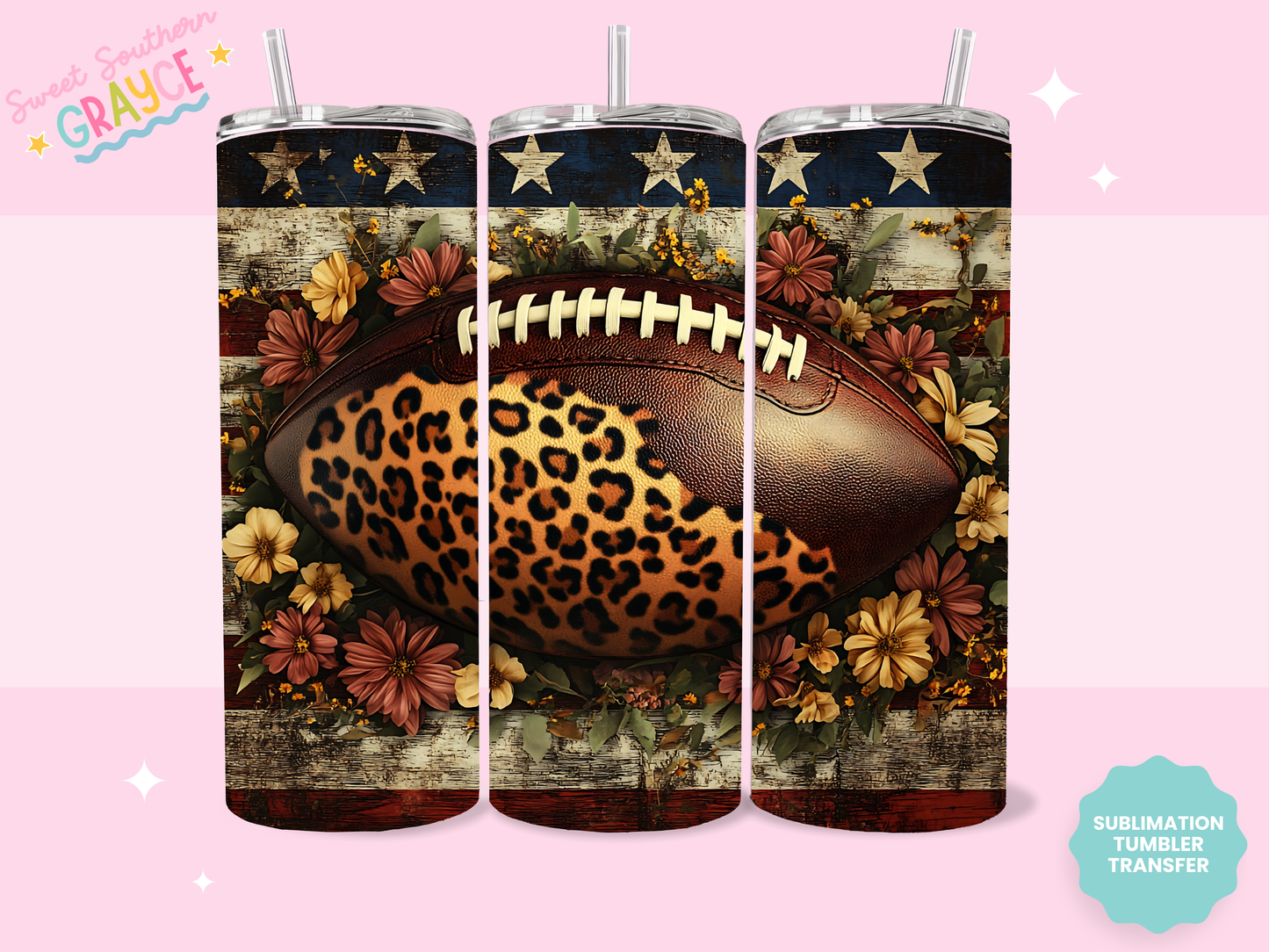 20oz SUBLIMATION TRANSFER - AMERICAN CHEETAH FOOTBALL