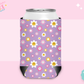 CAN KOOZIE SUB TRANSFER - PURPLE RETRO FLOWERS