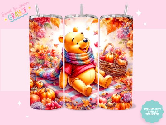 20oz SUBLIMATION TRANSFER - FALL HONEY BEAR