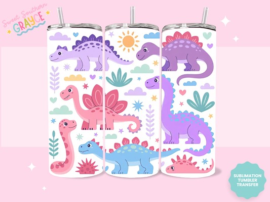 20oz SUBLIMATION TRANSFER- GIRLY DINOS