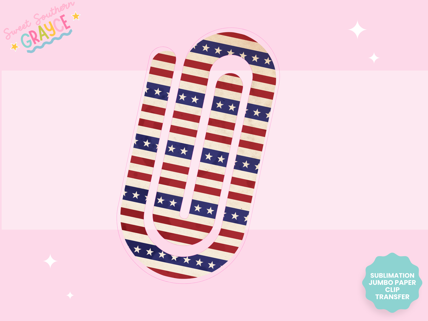 JUMBO PAPER CLIP SUB TRANSFER - STARS AND STRIPES