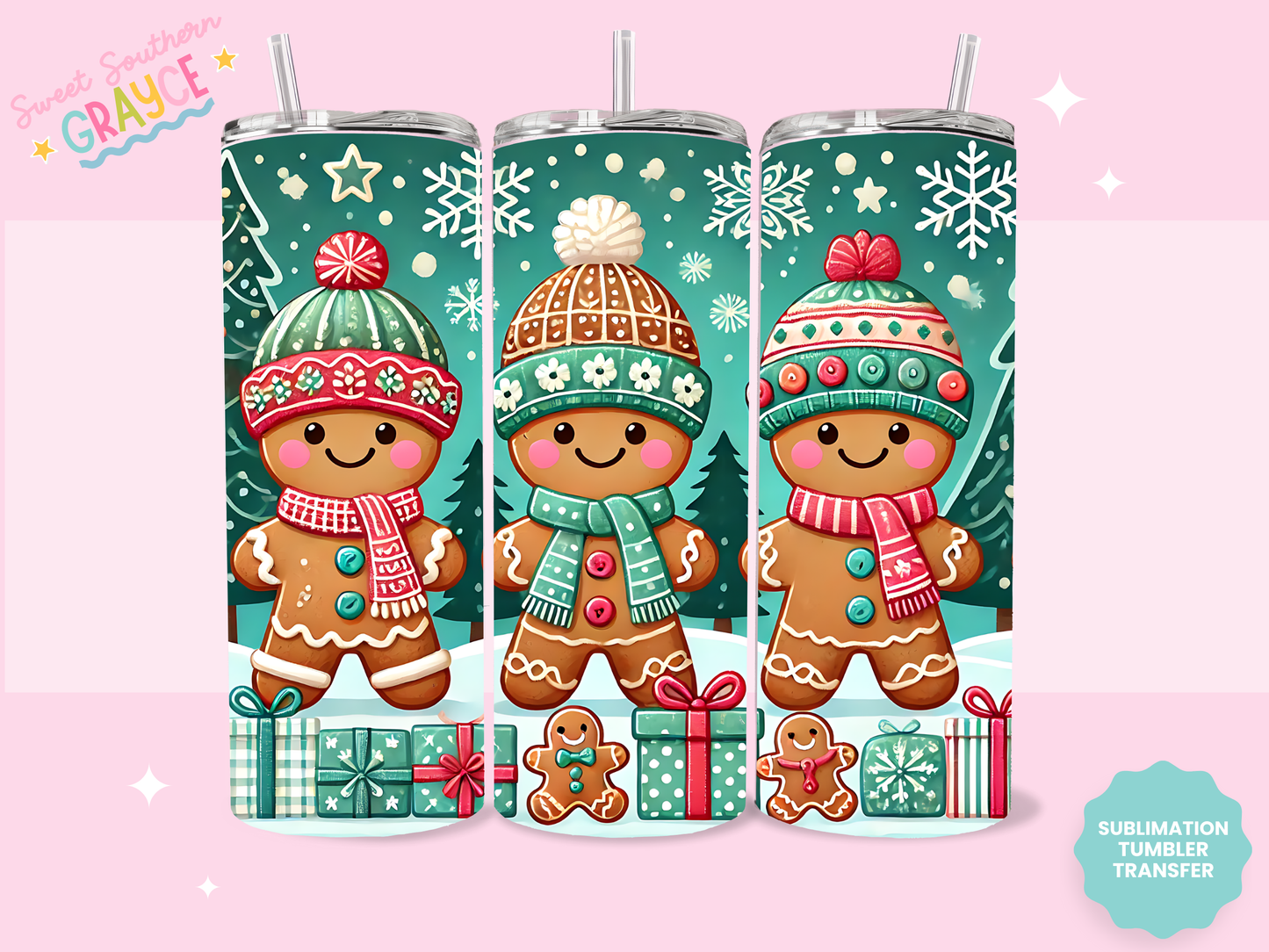 20oz SUBLIMATION TRANSFER - GINGERBREAD FRIENDS