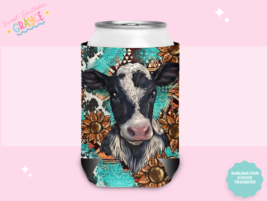 CAN KOOZIE SUB TRANSFER - BOHO COW TURQ