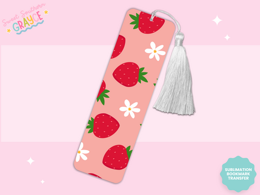 BOOKMARK SUBLIMATION TRANSFER - STRAWBERRIES AND DAISIES