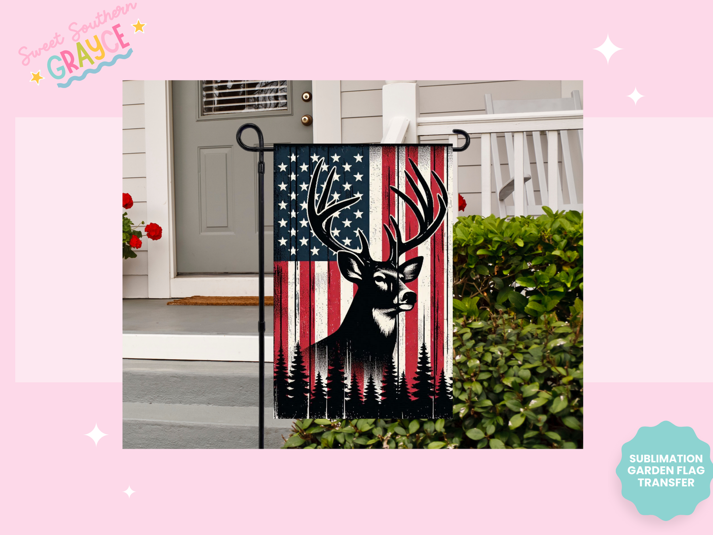 GARDEN FLAG SUBLIMATION TRANSFER - AMERICAN BUCK