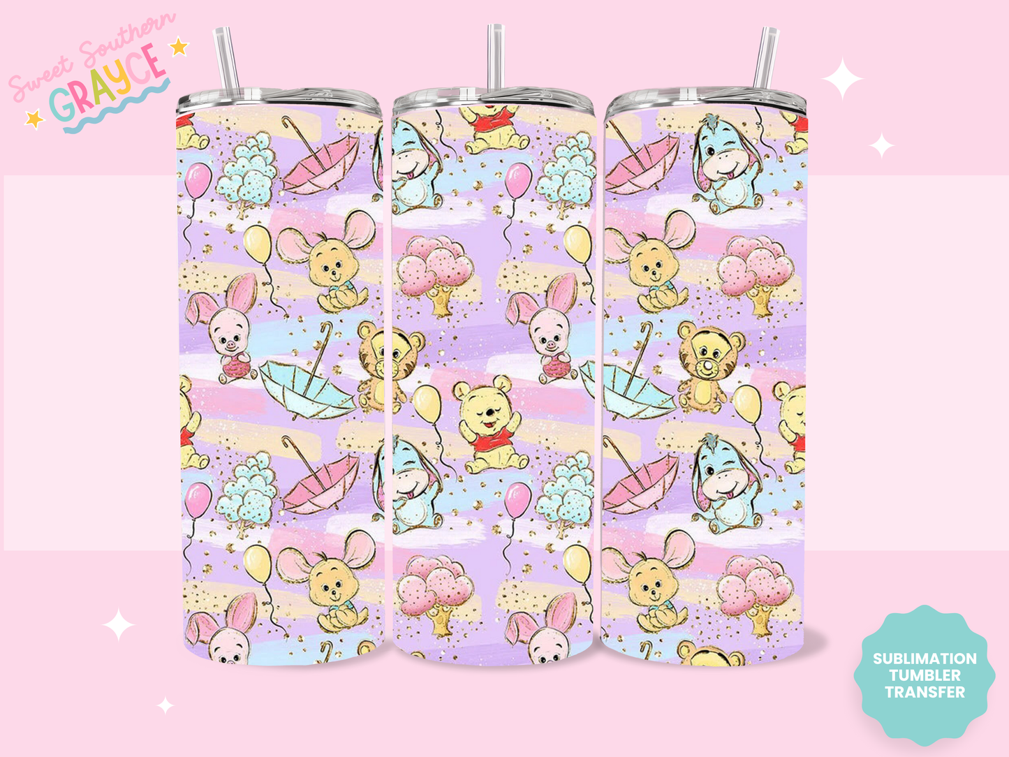 20oz SUBLIMATION TRANSFER- COLORFUL WOODLAND FRIENDS