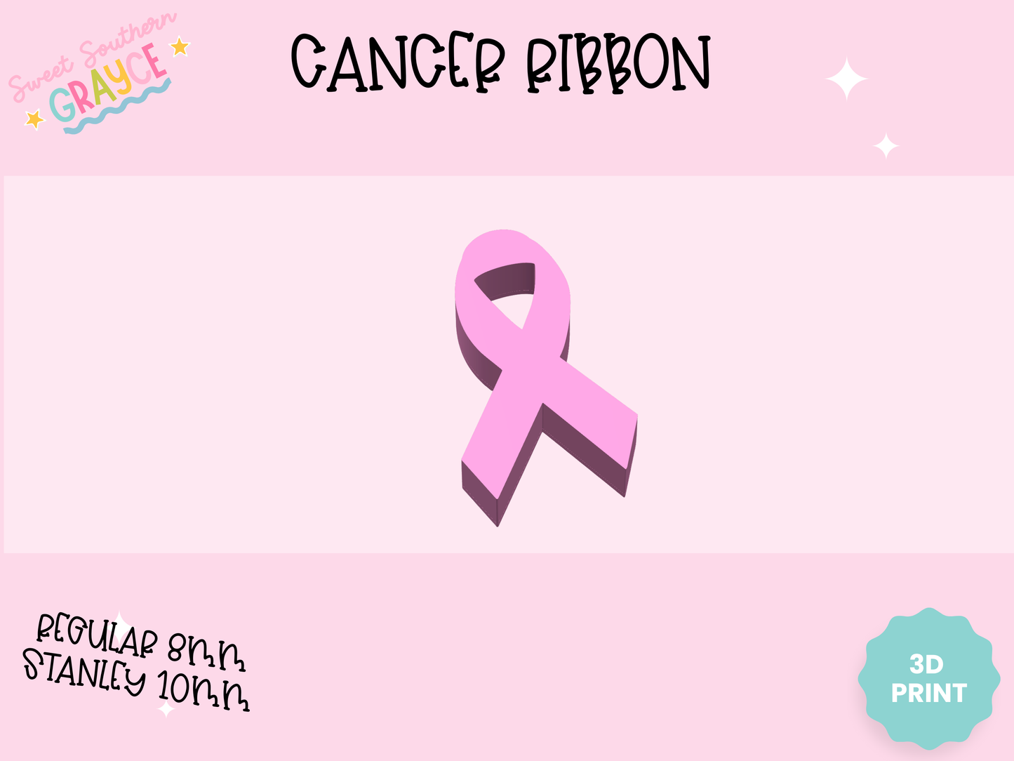 3D STRAW TOPPER- CANCER RIBBON