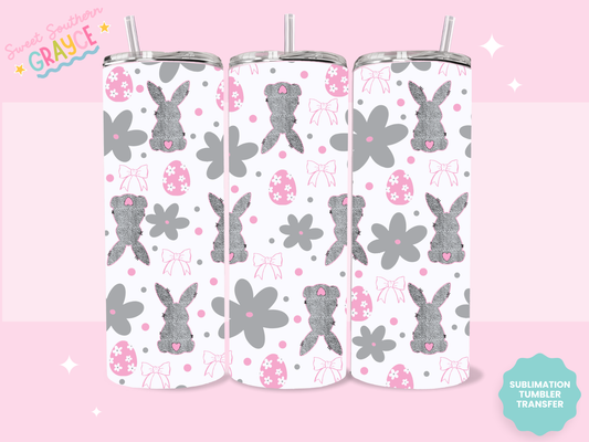 20oz SUBLIMATION TRANSFER - PINK BOW CHEETAH BUNNIES