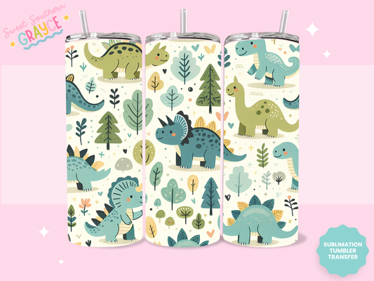 20oz SUBLIMATION TRANSFER - CUTE DINOS