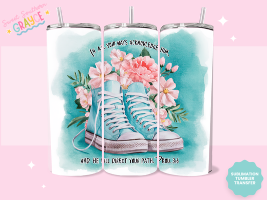 20oz SUBLIMATION TRANSFER - TEAL TENNIS SHOES