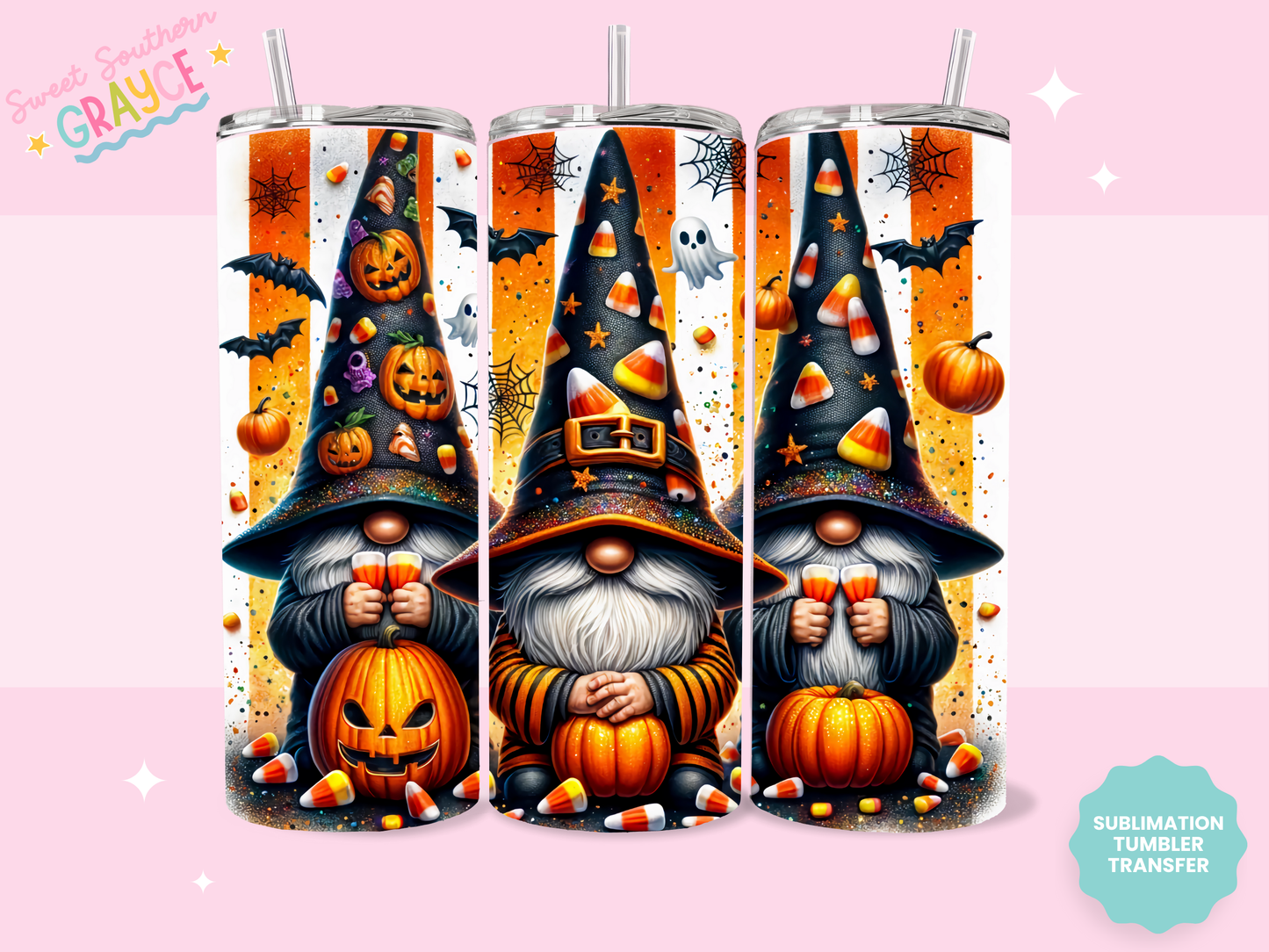 20oz SUBLIMATION TRANSFER - CANDY CANE GNOMES