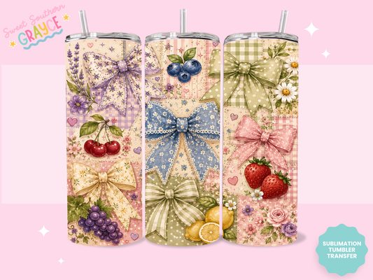 20oz SUBLIMATION TRANSFER- FRUIT FLORAL BOWS