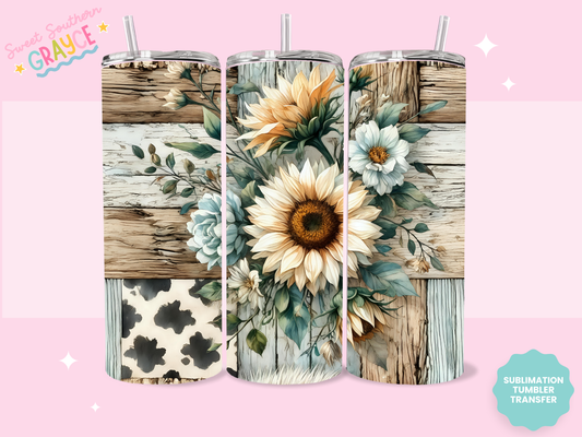 20oz SUBLIMATION TRANSFER - SUNFLOWER CROSS