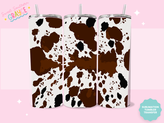 20oz SUBLIMATION TRANSFER - DIRTY BROWN COW PRINT