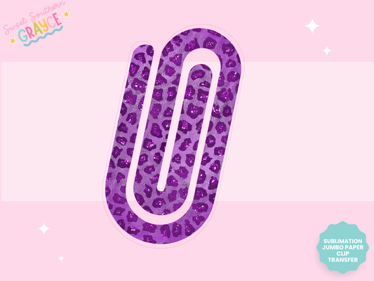 JUMBO PAPER CLIP SUB TRANSFER - PURPLE CHEETAH