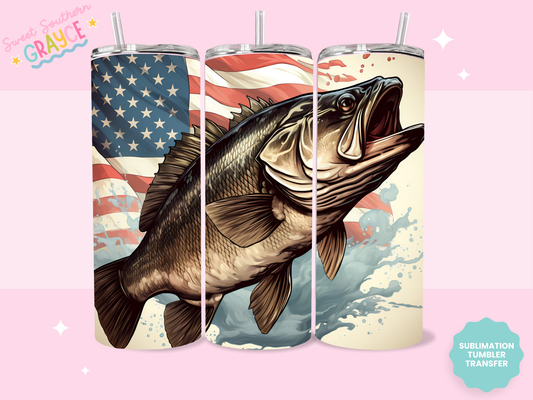 20oz SUBLIMATION TRANSFER - AMERICAN FLAG BASS