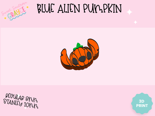 3D STRAW TOPPER- BLUE ALIEN PUMPKIN