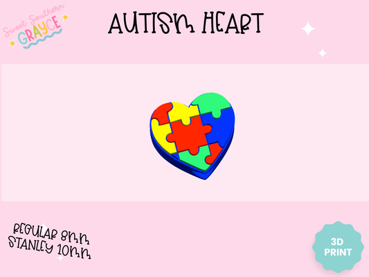 3D STRAW TOPPER- AUTISM HEART