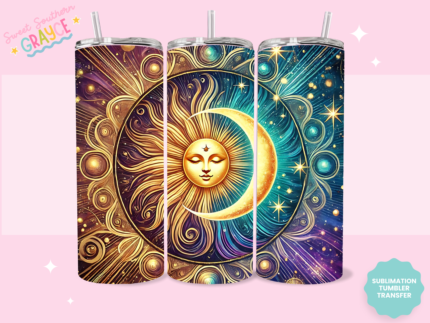 20oz SUBLIMATION TRANSFER - SUN AND MOON