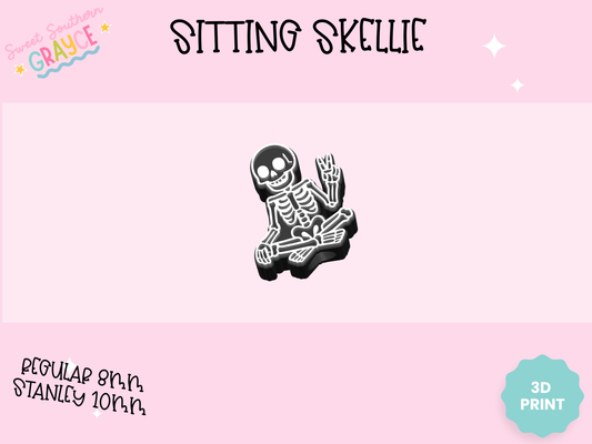 3D STRAW TOPPER- SITTING SKELLIE