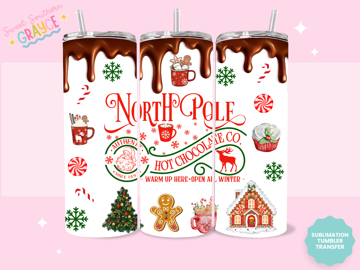 20oz SUBLIMATION TRANSFER - NORTH POLE HOT CHOCOLATE CO