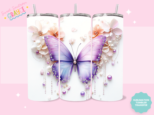 20oz SUBLIMATION TRANSFER - PURPLE BUTTERFLY